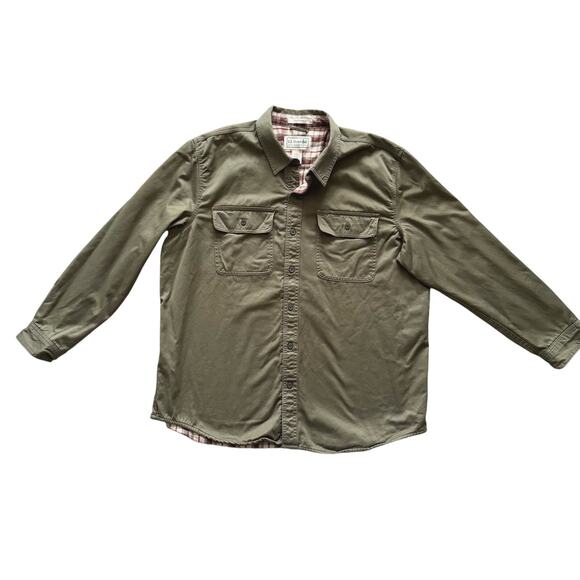 L.L. Bean Vintage‎ Flannel Lined Work Shirt Jacket Mens XL Green Button Up - Picture 1 of 14